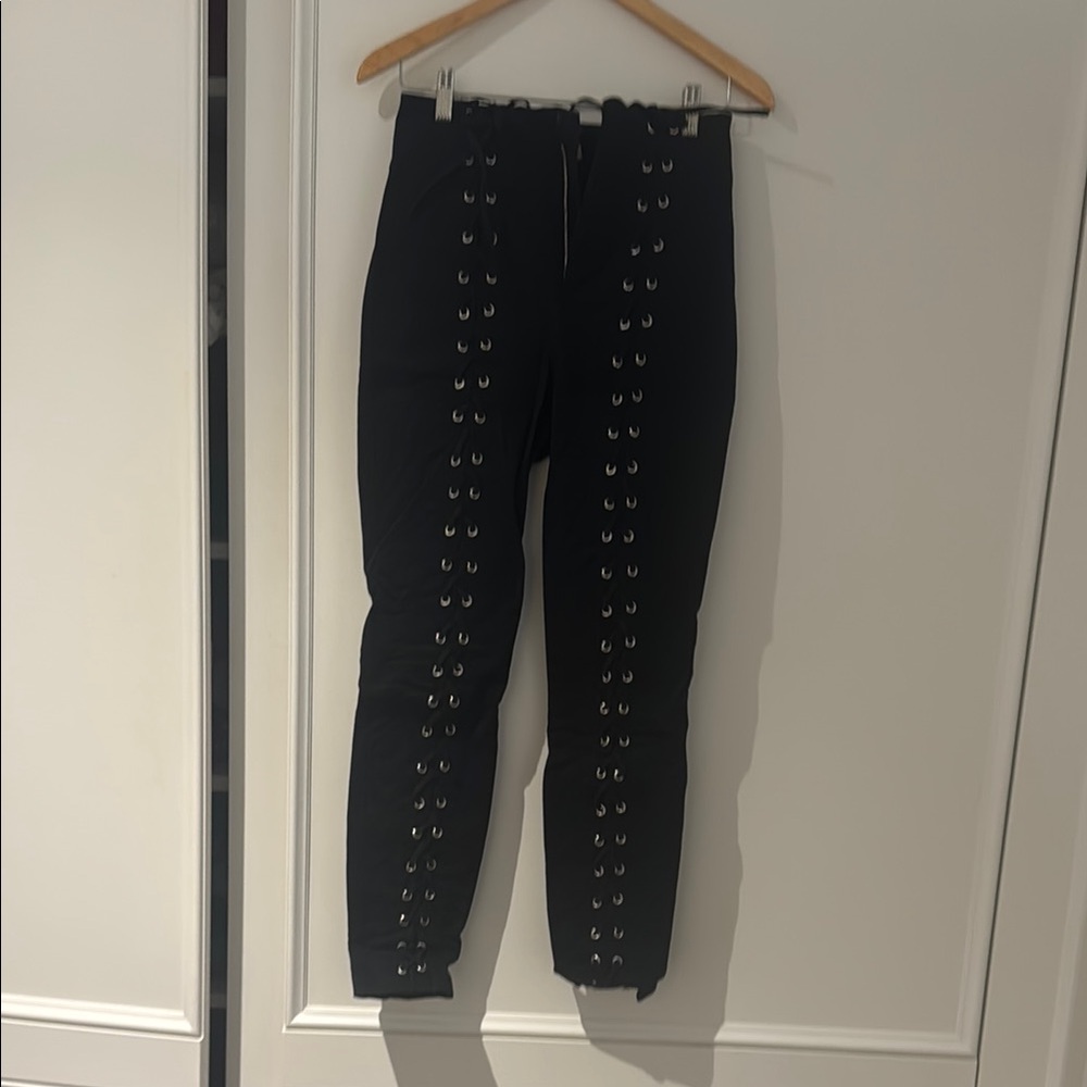 Black Lace-Up Pants
